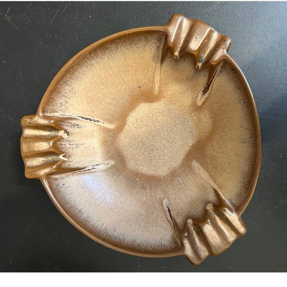 Vintage Frankoma Pottery Ashtray Brown Glazed Ceramic Retro Mid Century Modern - Picture 1 of 6